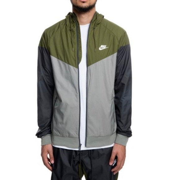 Nike Other - Nike NSW WINDRUNNER Olive Canvas/Dark Stucco/White Medium Windbreaker Hooded Zip